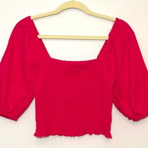 NWT Pink/ Barbie Universal Thread Bell Sleeve Crop Top